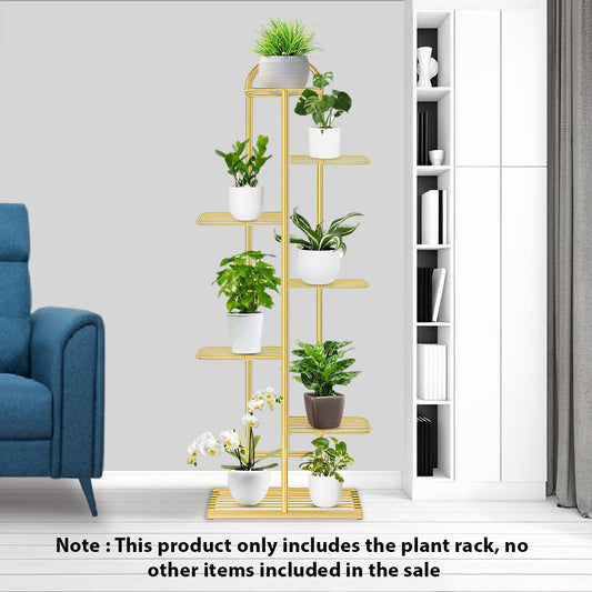 SOGA 7 Tier 8 Pots Gold Metal Plant Stand Flowerpot Display Shelf Rack Indoor Home Office Decor