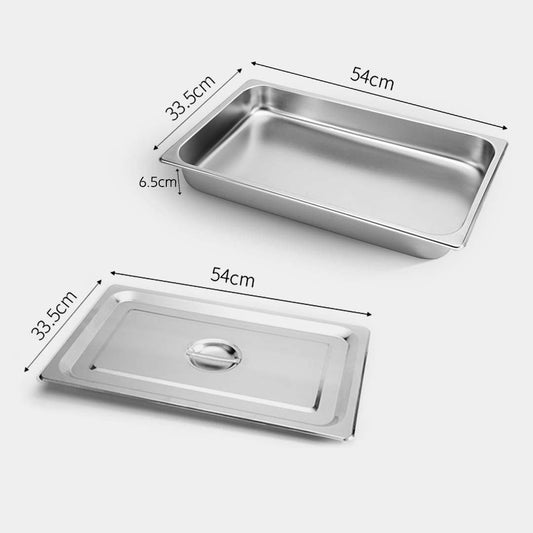 SOGA 12X Gastronorm GN Pan Full Size 1/1 GN Pan 6.5cm Deep Stainless Steel Tray With Lid