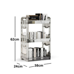 SOGA 2X 38x24x90cm Clear 4 Tier Bookshelf & Cosmetic Storage Organizer Trolley Rack