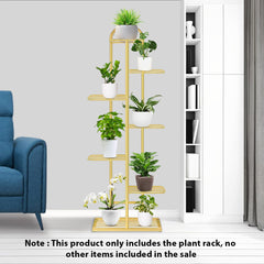 SOGA 2X 7 Tier 8 Pots Gold Metal Plant Stand Flowerpot Display Shelf Rack Indoor Home Office Decor