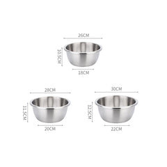 SOGA 3Pcs Deepen Matte Stainless Steel Stackable Baking Washing Mixing Bowls Set Food Storage Basin