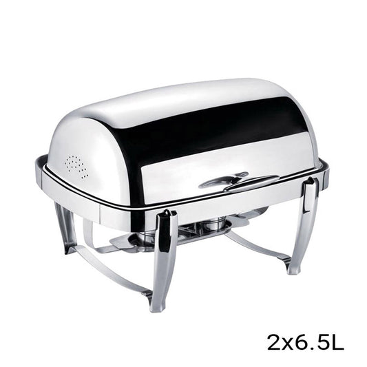 SOGA 4X 6.5L Stainless Steel Double Soup Tureen Bowl Station Roll Top Buffet Chafing Dish Catering Chafer Food Warmer Server