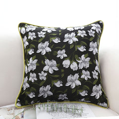 SOGA 45cm Subtle Foliage Green Pillow Subtle Orchid Blossom Square Throw Pillow