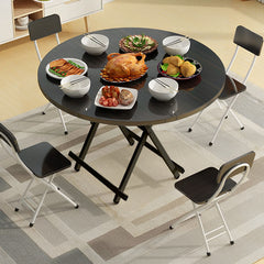 SOGA Black Dining Table Portable Round Surface Space Saving Folding Desk Home Decor