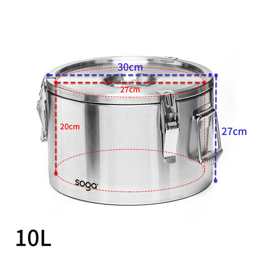 SOGA 2X 10L 304 Stainless Steel Insulated Food Carrier Warmer Container