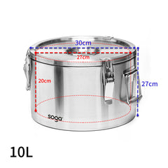 SOGA 2X 10L 304 Stainless Steel Insulated Food Carrier Warmer Container