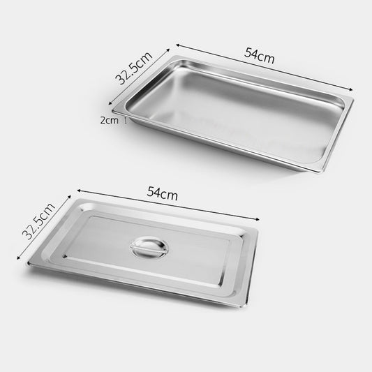 SOGA 4X Gastronorm GN Pan Full Size 1/1 GN Pan 2cm Deep Stainless Steel Tray with Lid