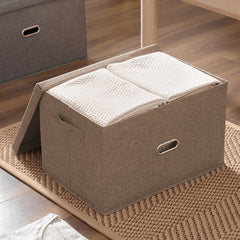 SOGA 2X Coffee Super Large Foldable Canvas Storage Box Cube Clothes Basket Organiser Home Decorative Box