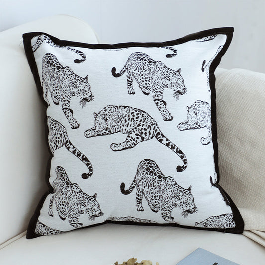 SOGA 45cm Throw Pillow White & Black Leopard Light Luxury Decorative Cushion for Living Room