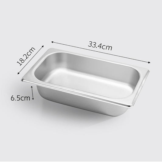 SOGA 2X Gastronorm GN Pan Full Size 1/3 GN Pan 6.5 cm Deep Stainless Steel Tray