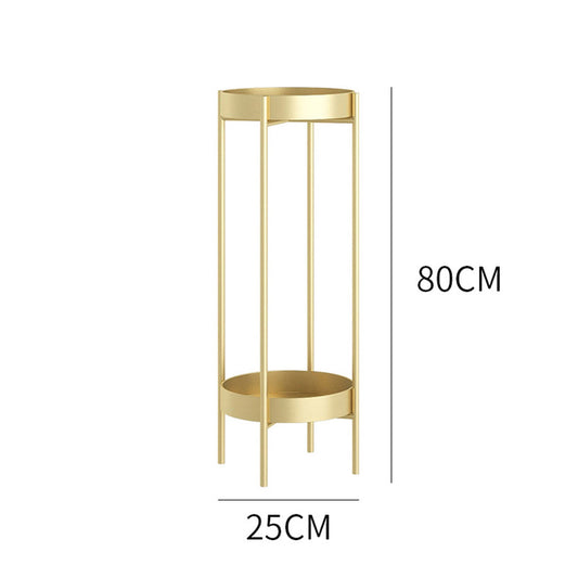 SOGA 4X 2 Layer 80cm Gold Metal Plant Stand Flower Pot Holder Corner Shelving Rack Indoor Display