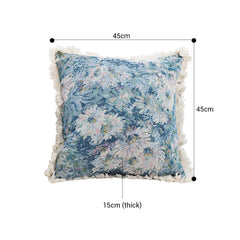 SOGA 45cm Oil Painting Shabby Chic Style Handmade Full Floral Needlepoint Throw Pillow