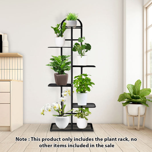 SOGA 2X 6 Tier 7 Pots Black Metal Plant Stand Flowerpot Display Shelf Rack Indoor Home Office Decor