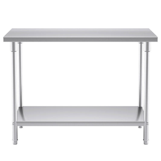 SOGA 2-Tier Commercial Catering Kitchen Stainless Steel Prep Work Bench Table 120*70*85cm