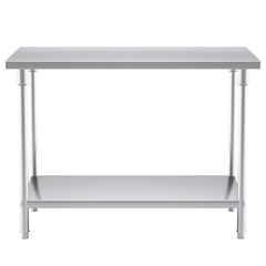 SOGA 2-Tier Commercial Catering Kitchen Stainless Steel Prep Work Bench Table 120*70*85cm