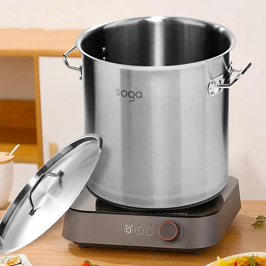 SOGA Stock Pot 12L 25L Top Grade Thick Stainless Steel Stockpot 18/10