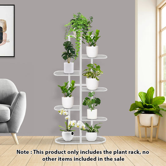 SOGA 2X 7 Tier 8 Pots White Metal Plant Rack Flowerpot Storage Display Stand Holder Home Garden Decor