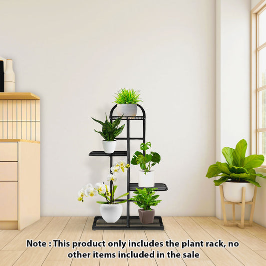 SOGA 2X 4 Tier 5 Pots Black Metal Plant Stand Flowerpot Display Shelf Rack Indoor Home Office Decor