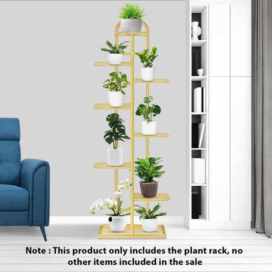 SOGA 2X 8 Tier 9 Pots Gold Metal Plant Stand Flowerpot Display Shelf Rack Indoor Home Office Decor