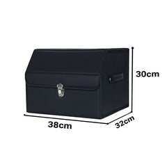 SOGA 4X Leather Car Boot Collapsible Foldable Trunk Cargo Organizer Portable Storage Box With Lock Black Small