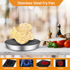 SOGA Stainless Steel Fry Pan 30cm Frying Pan Induction FryPan Non Stick Interior