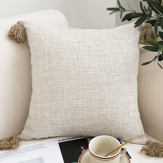 SOGA 2X 45cm Beige Pillow Textured Throw Cover, Luxurious Rib Knit Ribbed Cotton Throw Pillow