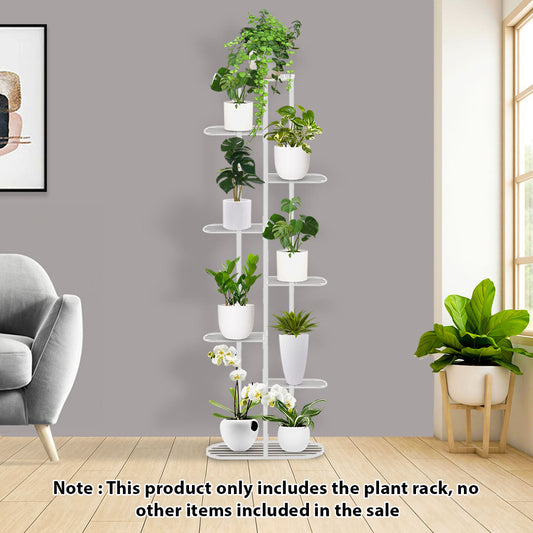 SOGA 2X 8 Tier 9 Pots White Metal Plant Rack Flowerpot Storage Display Stand Holder Home Garden Decor