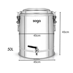 SOGA 50L Stainless Steel Insulated Stock Pot Hot & Cold Beverage Container