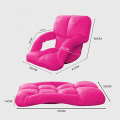 SOGA 2X Foldable Lounge Cushion Adjustable Floor Lazy Recliner Chair with Armrest Pink