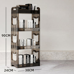 SOGA 2X 38x24cm Black 3 Tier Bookshelf & Cosmetic Storage Organizer Trolley Rack