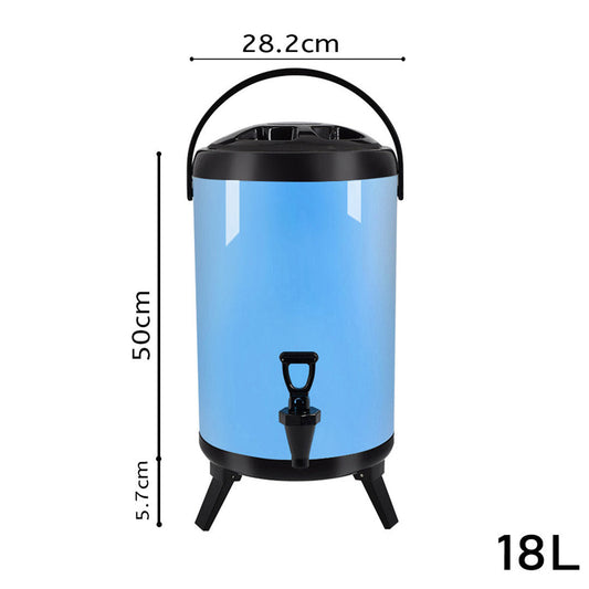 SOGA 8X 18L Stainless Steel Insulated Milk Tea Barrel Hot and Cold Beverage Dispenser Container with Faucet Blue