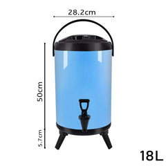 SOGA 8X 18L Stainless Steel Insulated Milk Tea Barrel Hot and Cold Beverage Dispenser Container with Faucet Blue