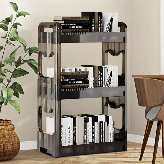 SOGA 38x24cm Black 3 Tier Bookshelf & Cosmetic Storage Organizer Trolley Rack