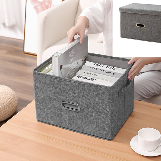 SOGA 2X Grey Small Foldable Canvas Storage Box Cube Clothes Basket Organiser Home Decorative Box