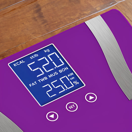 SOGA Digital Body Fat Scale Bathroom Scales Weight Gym Glass Water LCD Electronic Purple