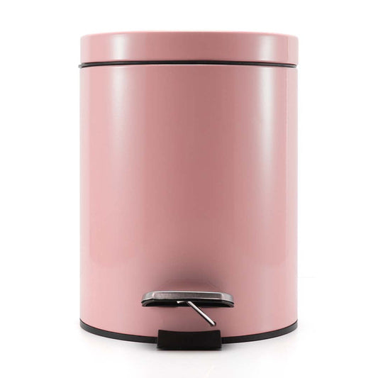 SOGA Foot Pedal Stainless Steel Rubbish Recycling Garbage Waste Trash Bin Round 7L Pink