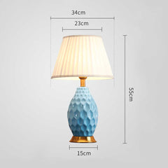 SOGA 4X Textured Ceramic Oval Table Lamp with Gold Metal Base Blue