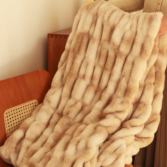 SOGA 2X 150x200cm Throw Blanket Camel Brown Double Layer Rabbit Fur Cozy Comfort with Stylish Decor