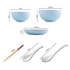 SOGA Blue Japanese Style Ceramic Dinnerware Crockery Soup Bowl Plate Server Kitchen Home Decor Set of 6