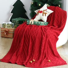 SOGA 2X 130x180cm Throw Blanket Red Christmas Chunky Yarn Woven Decorative Cozy Knit for Holiday Home Decor