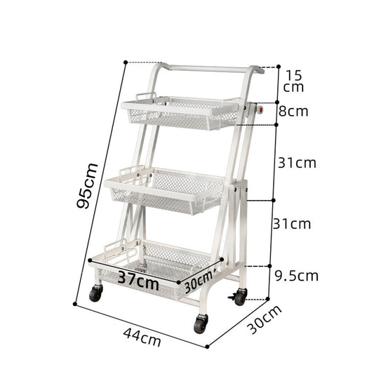 SOGA 3 Tier Steel White Adjustable Kitchen Cart Multi-Functional Shelves Storage Organizer with Wheels