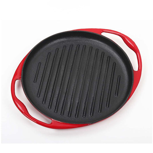 SOGA 2X Enamel porcelain Cast Iron Frying Pan Skillet Non-stick Coating Steak Sizzle Platter 26cm