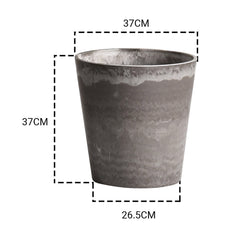 SOGA 2X 37cm Rock Grey Round Resin Tapered Plant Flower Pot in Cement Pattern Planter Cachepot for Indoor Home Office