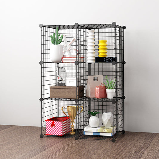 SOGA 2X Black Portable 6-Cube Storage Organiser Foldable DIY Modular Grid Space Saving Shelf