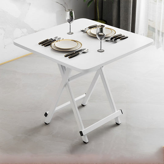 SOGA 2X White Dining Table Portable Square Surface Space Saving Folding Desk with Lacquered Legs  Home Decor