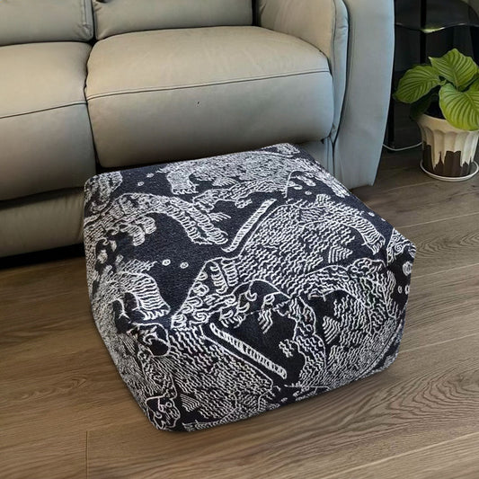 SOGA 55x30cm Black Squared Soft Pouffe Seat Cushion Elegant Home Accent Décor Stylish Footstool