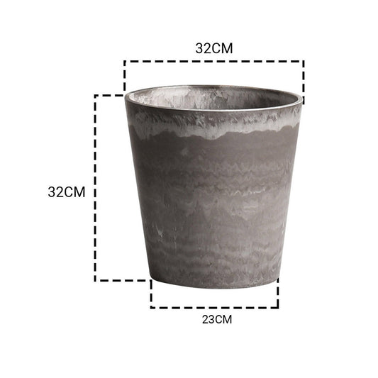 SOGA 32cm Rock Grey Round Resin Plant Flower Pot in Cement Pattern Planter Cachepot for Indoor Home Office