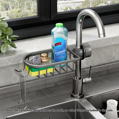 SOGA 2X Dark Grey Single Kitchen Sink Organiser Faucet Soap Sponge Caddy Rack Storage Drainer