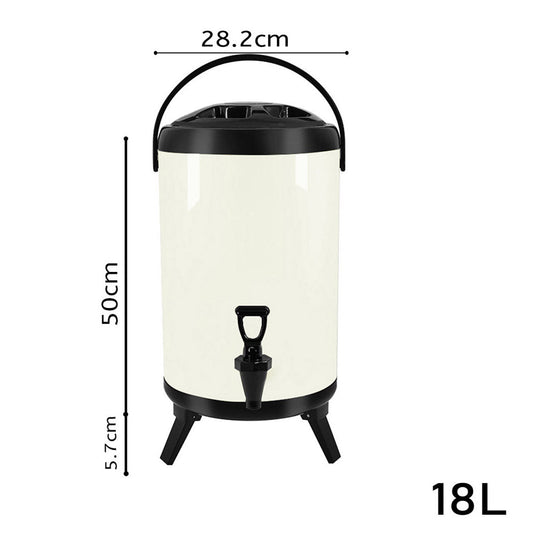 SOGA 4X 18L Stainless Steel Insulated Milk Tea Barrel Hot and Cold Beverage Dispenser Container with Faucet White