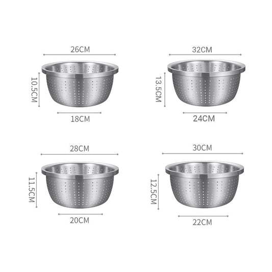 SOGA Stainless Steel Nesting Basin Colander Perforated Kitchen Sink Washing Bowl Metal Basket Strainer Set of 4